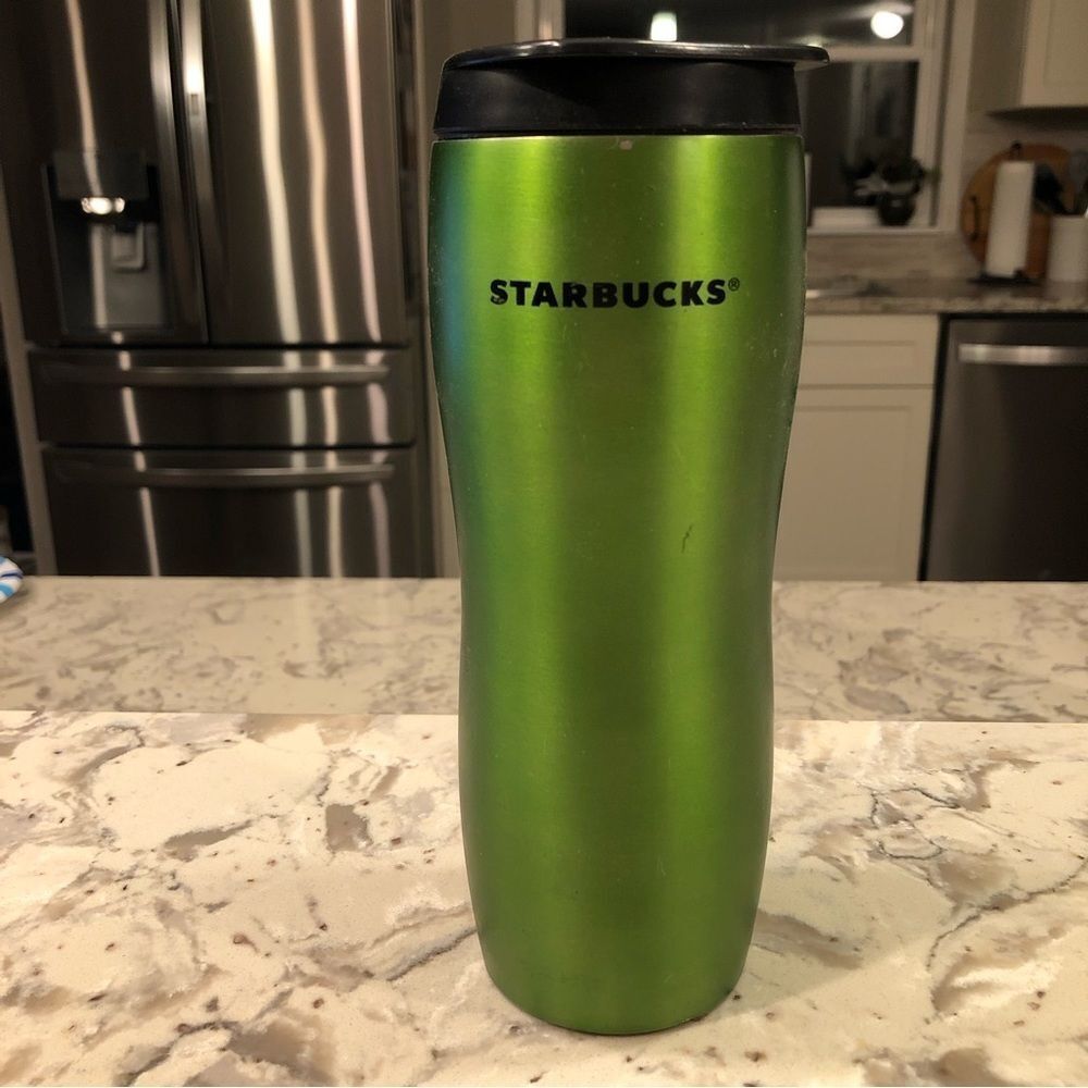 Starbucks Metallic Green Tumbler Travel Coffee Mug 16 fl oz